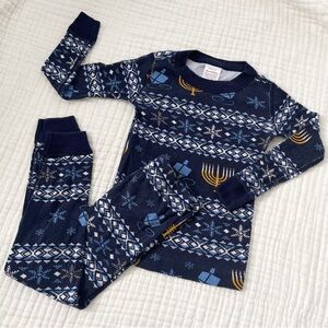 HANNA ANDERSSON Hanukkah Navy Blue Winter Holiday Long John Pajamas - 4T (100CM)